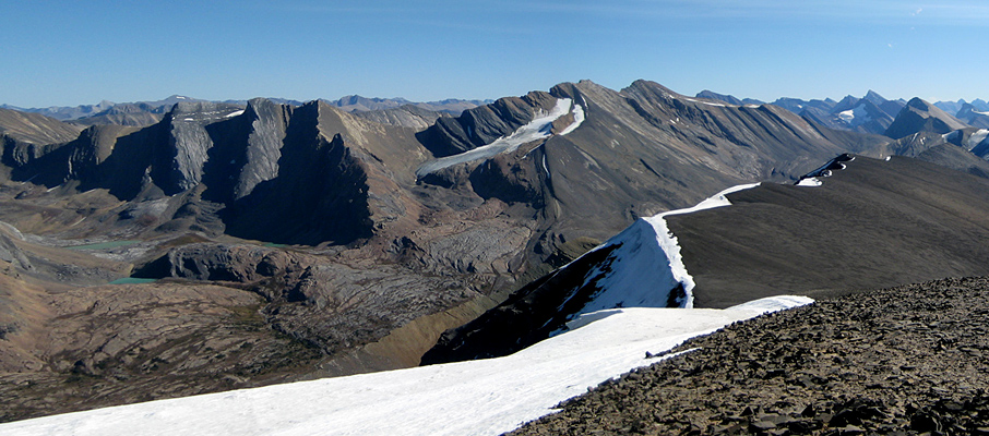 The 'Beauty Peaks' and the Brazeau Region from Tangle Peak